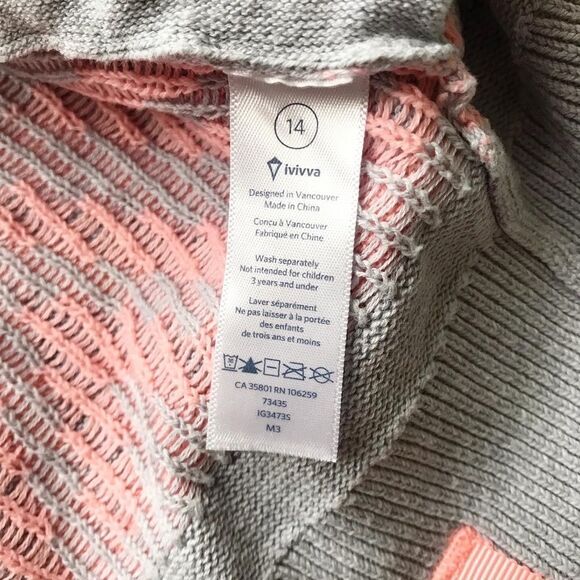 Ivivva gray/pink light knit open cardigan VGUC 14Y - Picture 4 of 6